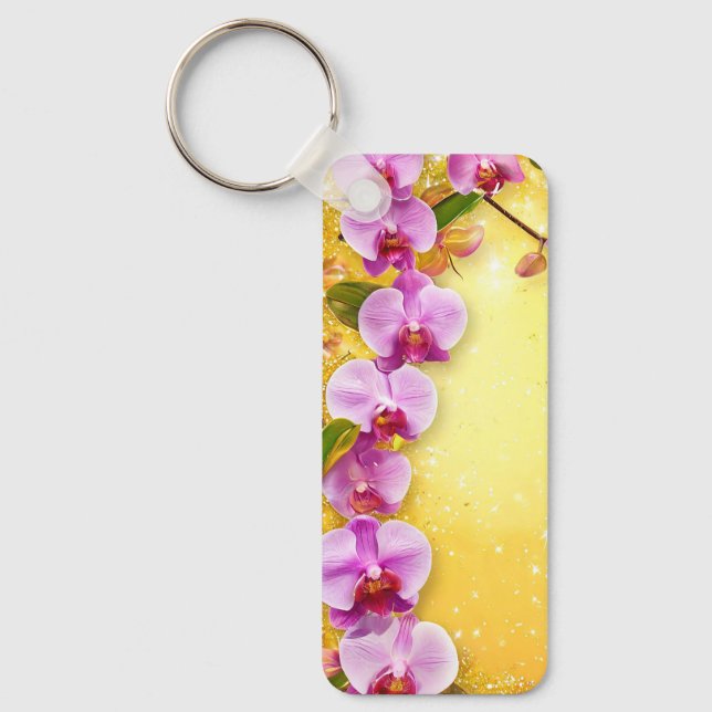 Beautiful Pink Orchids Keychain (Front)