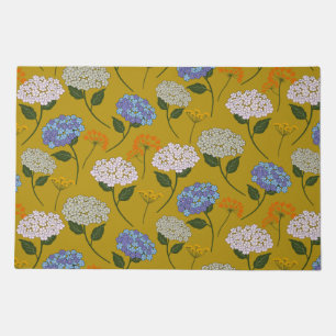 Beautiful Pink Pastel Hydrangea and Wildflower Doormat