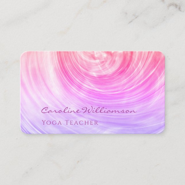 Beautiful Pink Pastel Swirl Shell Yoga Teacher Business Card (Front)
