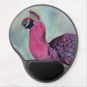 BEAUTIFUL PINK PEACOCK GEL MOUSE PAD