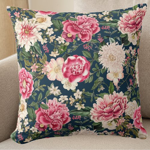 Beautiful Pink Peonies Floral Throw Pillow