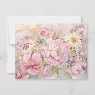 Beautiful pink peonies holiday card
