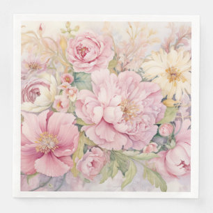 Beautiful pink peonies paper dinner napkins