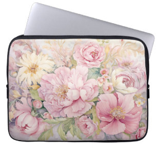 Beautiful pink peonies watercolours. laptop sleeve
