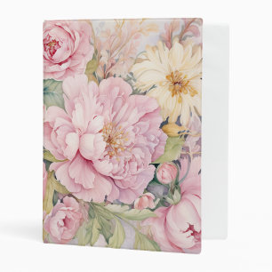 Beautiful pink peonies watercolours. mini binder