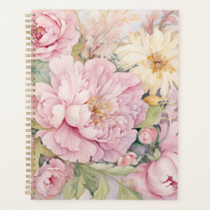 Beautiful pink peonies watercolours. planner