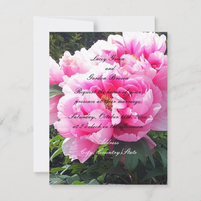 Beautiful Pink Peonies Wedding Invitation (Front)