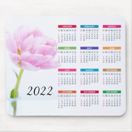 Beautiful Pink Peony  2022 Floral Calendar Mouse Pad