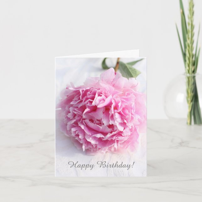 Beautiful pink peony, personalized greeting card (Front)