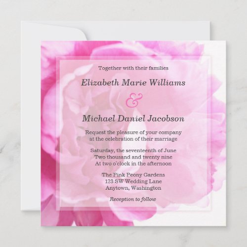 Beautiful Pink Peony Wedding Invitations