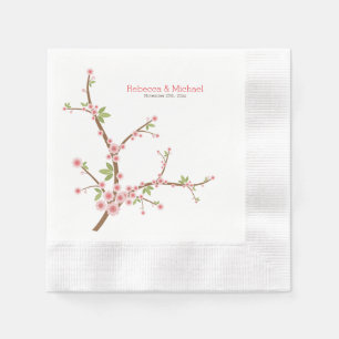 Beautiful Pink Plum Blossom Paper Napkins