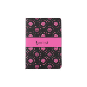 Beautiful Pink Polka Dots Black Passport Holder