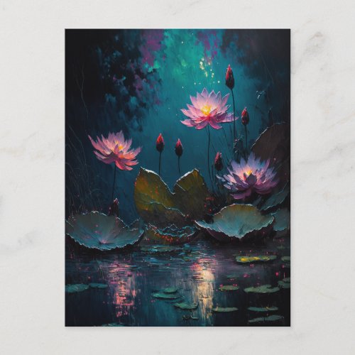Beautiful Pink Pond Flowers Postcard