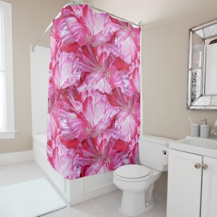 Beautiful Pink Poppy Flowers Floral Shower Curtain