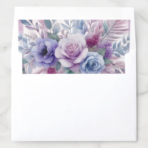 Beautiful Pink Purple Blue Flowers Floral  Envelope Liner