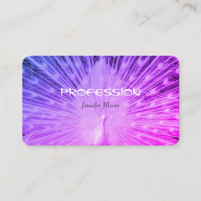 Beautiful Pink Purple Gradient Peacock Elegant Business Card (Front)