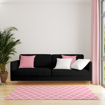Beautiful Pink Quatrefoil Pattern Rug by heartlockedhome at Zazzle