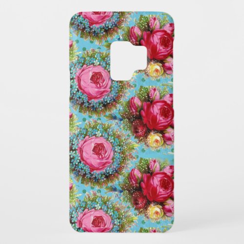BEAUTIFUL PINK RED ROSES AND BLUE FLOWERS Case_Mate SAMSUNG GALAXY S9 CASE