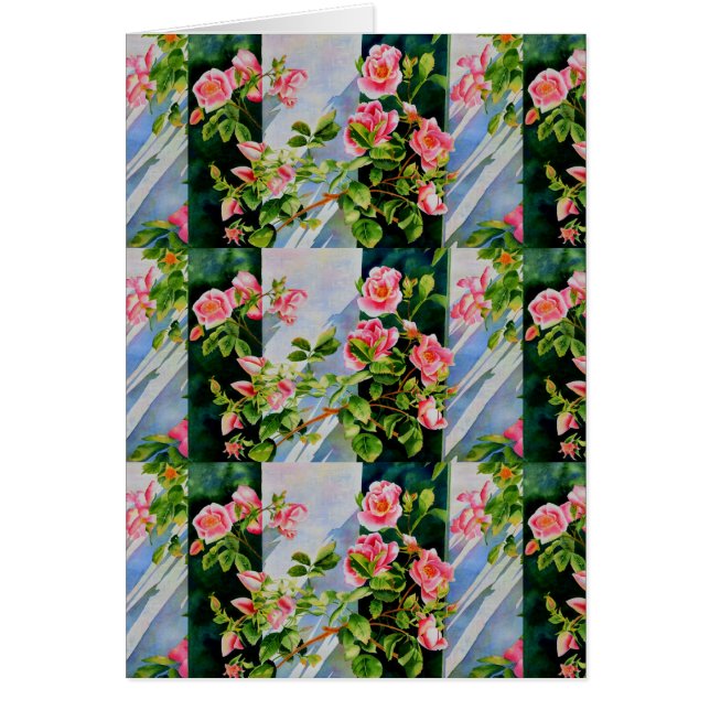 Beautiful  pink red white roses watercolor floral (Front)