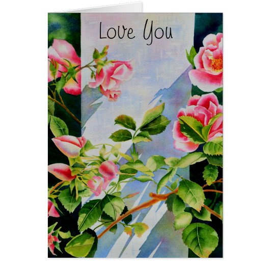 Beautiful pink red white roses watercolor floral (Front)