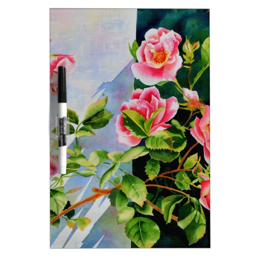 Beautiful  pink red white roses watercolor floral Dry_Erase board