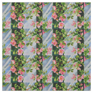 Beautiful pink red white roses watercolor floral fabric