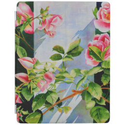 Beautiful  pink red white roses watercolor floral iPad smart cover