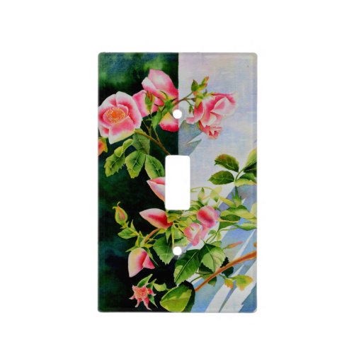 Beautiful  pink red white roses watercolor floral light switch cover