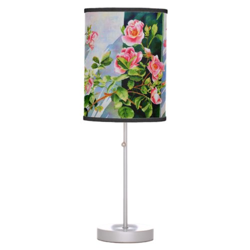 Beautiful  pink red white roses watercolor floral table lamp