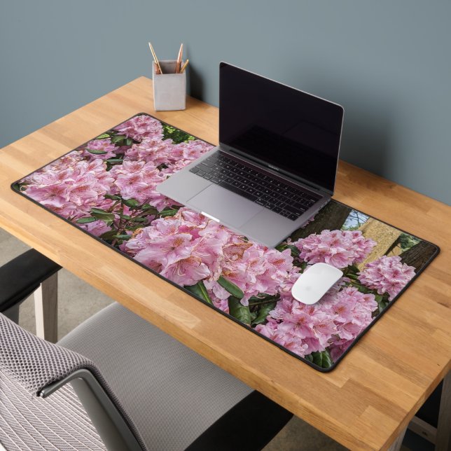Beautiful Pink Rhododendron Blooms Floral Desk Mat (Office 2)