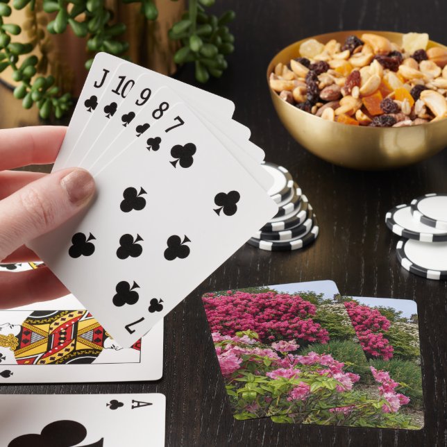 Beautiful Pink Rhododendron Blooms Floral Poker Cards (In Situ)