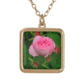 BEAUTIFUL PINK ROSE+4 SMALL RED ROSEBUDS