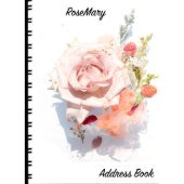 Beautiful Pink Rose 5" X 7" Phone Address Book (Front)
