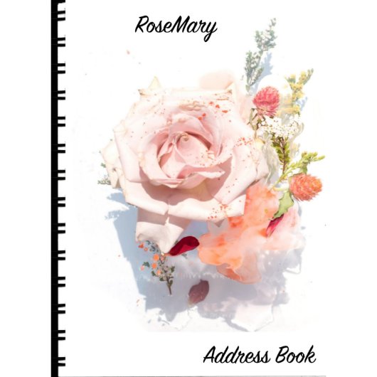 Beautiful Pink Rose 5" X 7" Phone Address Book (Front)