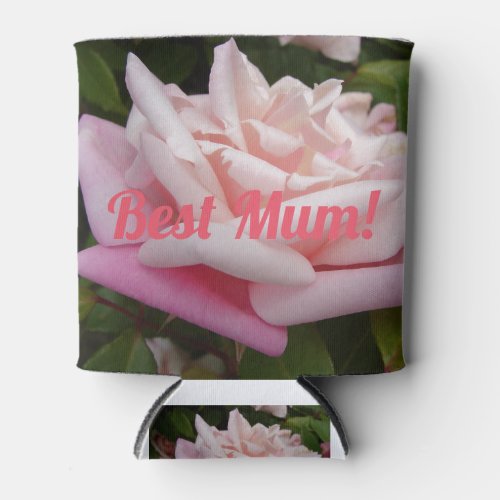 Beautiful Pink Rose Best Mom Flower Design Can Cooler