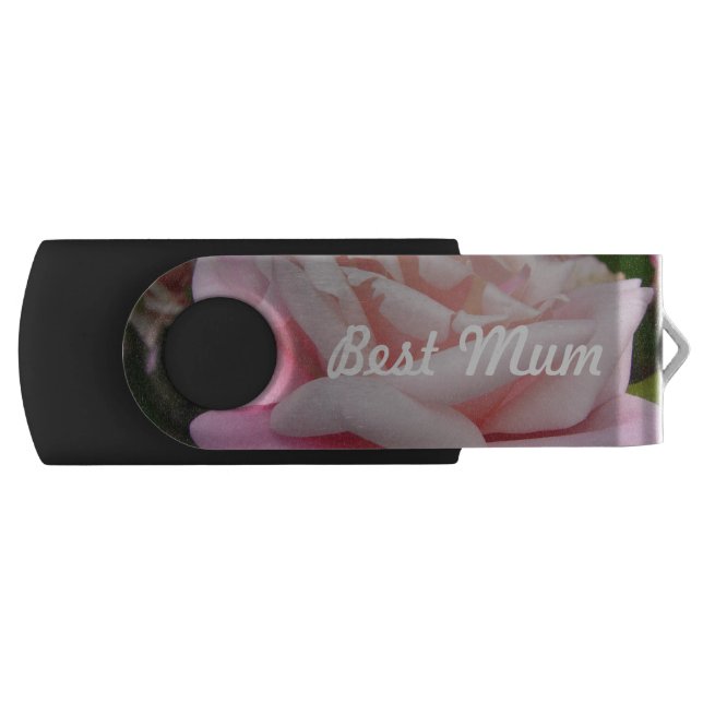 Beautiful Pink Rose Best Mom Flower Design Flash Drive (Front)