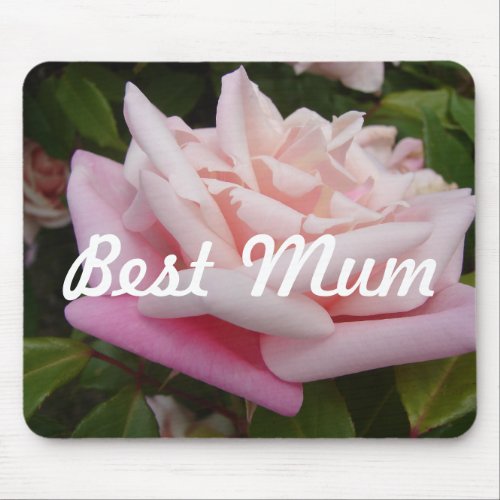 Beautiful Pink Rose Best Mom Flower Design Mouse Pad