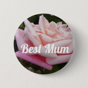 Beautiful Pink Rose Best Mum Flower Design Button
