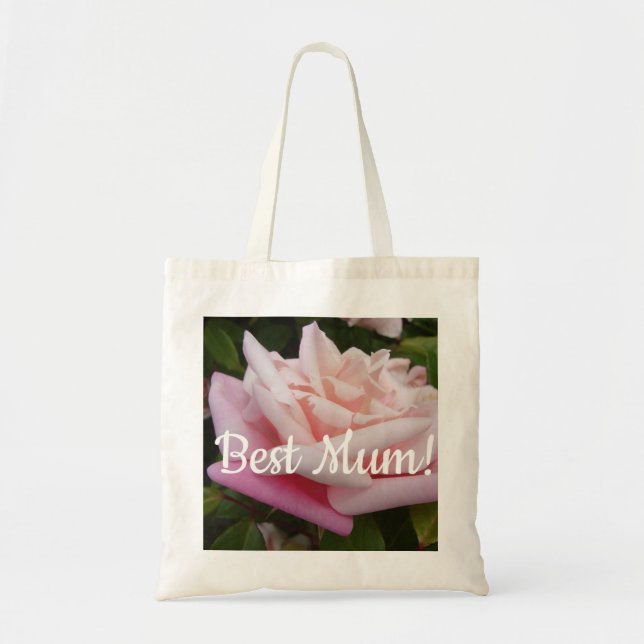 Beautiful Pink Rose Best Mum Flower Design Tote Bag (Front)