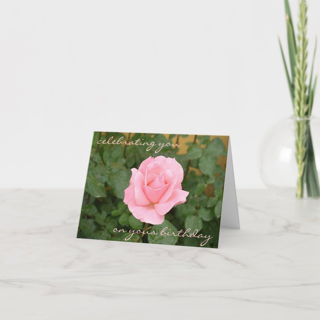 Beautiful Pink Rose Birthday Card | Zazzle