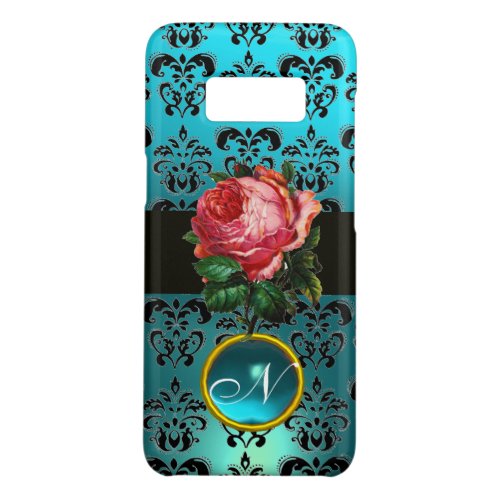 BEAUTIFUL PINK ROSE BLUE BLACK DAMASK GEM MONOGRAM Case_Mate SAMSUNG GALAXY S8 CASE