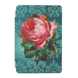 BEAUTIFUL PINK ROSE BLUE BLACK DAMASK MONOGRAM iPad MINI COVER