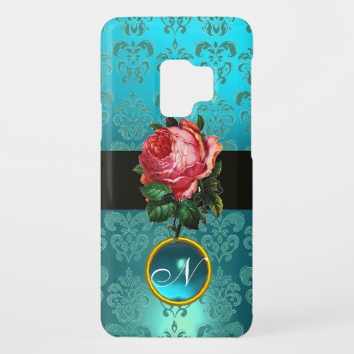 BEAUTIFUL PINK ROSE BLUE TEAL DAMASK GEM MONOGRAM Case_Mate SAMSUNG GALAXY S9 CASE