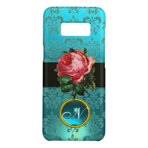 BEAUTIFUL PINK ROSE BLUE TEAL DAMASK GEM MONOGRAM Case_Mate SAMSUNG GALAXY S8 CASE