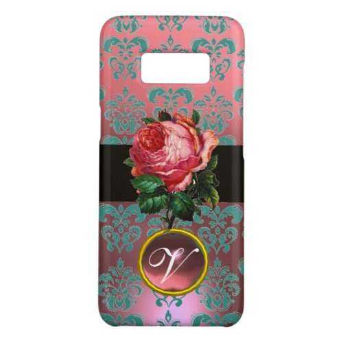 BEAUTIFUL PINK ROSE BLUE TEAL DAMASK GEM MONOGRAM Case_Mate SAMSUNG GALAXY S8 CASE