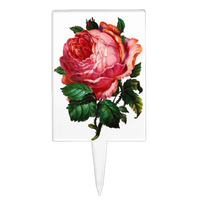 BEAUTIFUL PINK ROSE CAKE TOPPER (Front)