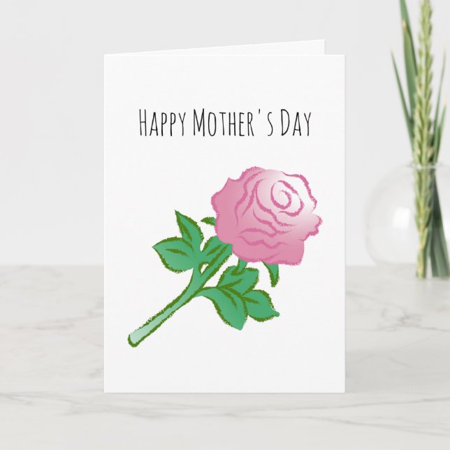 Beautiful Pink Rose Card (Front)