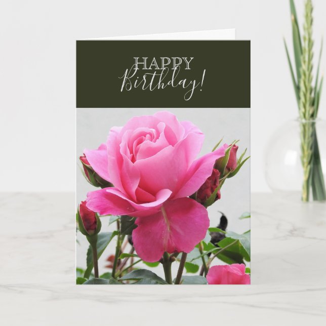 Beautiful Pink Rose Card (Front)