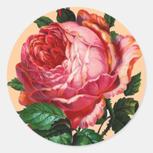 BEAUTIFUL PINK ROSE CLASSIC ROUND STICKER