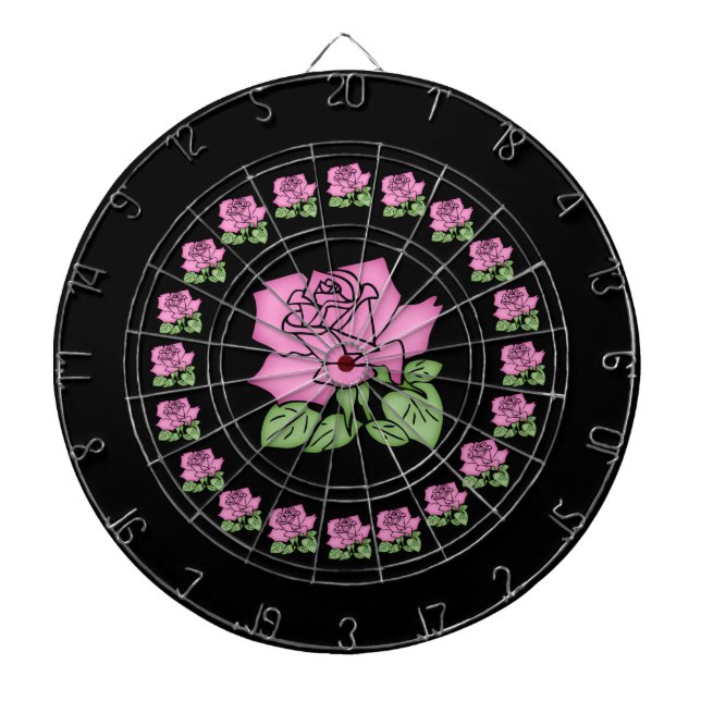 Beautiful Pink Rose Dart Board-Customizable Dart Board (Front)